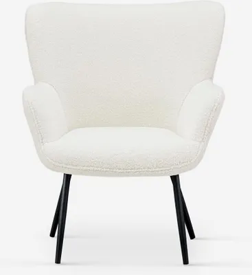 Image de Fauteuil salon moderne en tissu bouclé blanc Womb