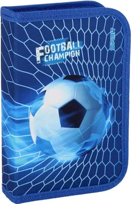 Produktbild von SPIRIT Schüler Etui 28 teilig 1-Zipper Mäppchen FUSSBALL blau