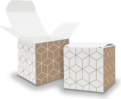 Produktbild von 10x itenga Würfelbox aus Karton 6,5x6,5cm Muster Geometrie