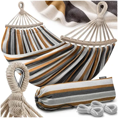 Produktbild von Gerdo | Hängematte XXL - 260x150 cm - Beige - Stabil, komfortabel, ideal für 2 Personen