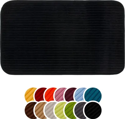 Produktbild von liebling Badteppich mit Anti-Rutsch-Beschichtung aus PVC Noppen, Cord-Optik, 100% Polyester, 60 x 100 cm, Fußbodenheizung geeignet, schwarz