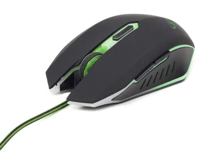 Produktbild von Gembird MUSG-001-G, Beidhändig, USB Typ-A, 2400 DPI, Schwarz, Grün