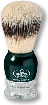 Immagine prodotto di Pennello da barba Omega in pura setola 10275 con manico in acrilico nero e trasparente