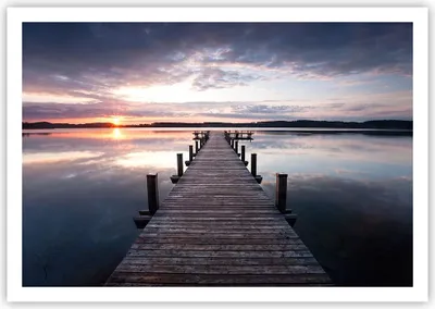 Produktbild von Poster - Poster ohne Rahmen - Fußgängerbrücke See Sonnenuntergang Abend - 100x70 cm - Wand Bild - Wanddeko - Wandbilder - Kunstposter - Wandposter - Bilder - Kunstdruck - Wandbild - P2XAA100x70-2635