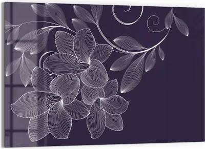 Produktbild von DEQORI Magnettafel Glas 60x40 cm 'Elegante Liliengrafik' beschreibbar Whiteboard