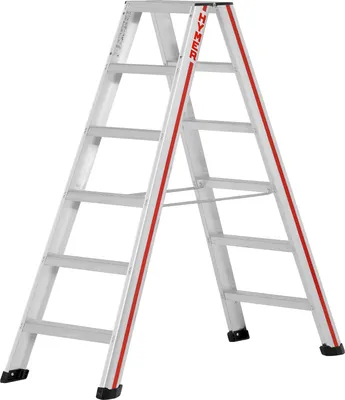 Image de Escabeau à marches Hymer, accessible des deux côtés, 2x6 marches, hauteur escamotable 1,35 m, hauteur de portée 2,91 m, poids 8,1 kg