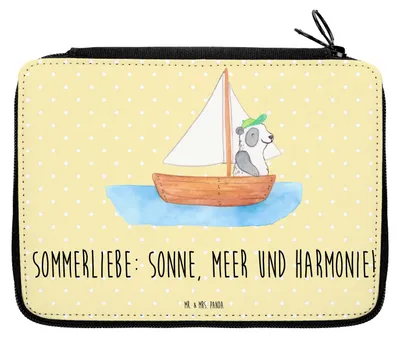 Produktbild von Mr. & Mrs. Panda Federmappe Sommerliebe Motiv - Gelb Pastell - Geschenk, Mäppchen, Strand, Herbst, Sommergefühle, Schreibmappe, Bleistiftetui, Summer Vibes, Sommerferien