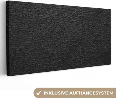 Obrázek produktu pro OneMillionCanvasses® - Plátno Obrazy - Kůže - Kožený vzhled - Černá - Šedá, Nástěnný obraz, Nástěnná dekorace Obývací pokoj, 40x20cm