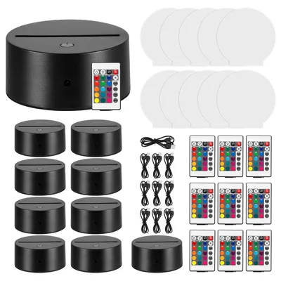 10er-Set Acryl-LED-Lampenfüße mit Fernbedienung, 16 Farben
