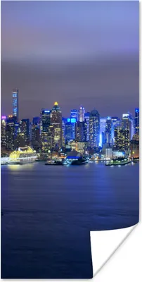 Produktbild von MuchoWow® Poster New York - Skyline - Nacht 60x120 cm - Wandschmuck