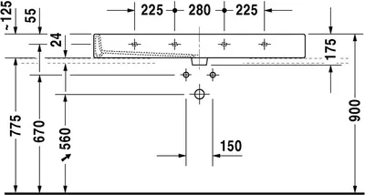 Obrázek produktu pro DURAVIT 0454120027 Umyvadlo Vero 1200 mm š.ÜL, š.HLB,