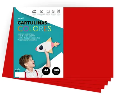 Zdjęcie produktu dla Karton kolorowy, format A4, intensywne kolory, gramatura 180 g, do prac ręcznych, do druku