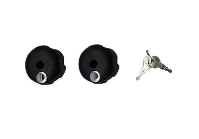 Produktbild von Abschließbarer Knauf M8 für Fahrradträger – Ø60 mm – schwarzer Drehknopf mit Schloss inkl. 2 Schlüssel