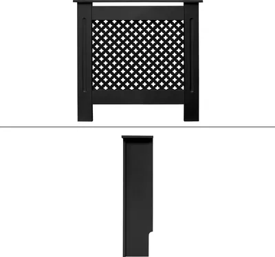 Produktbild von ECD Germany Heizkörperverkleidung mit Wabenmuster 78x19x82 cm, Schwarz, aus MDF lackiert für Schlafzimmer Wohnzimmer