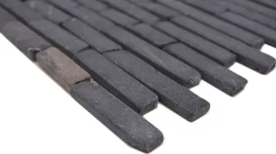 Produktbild von Handmuster Mosaik Fliese Marmor Naturstein grau anthrazit - schwarz (imprägniert) Brick Nero Marquina MOS40-0125_m