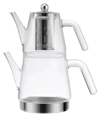 Image de Ferveo Nora théière double en verre transparent 0,7/1,8 L inox