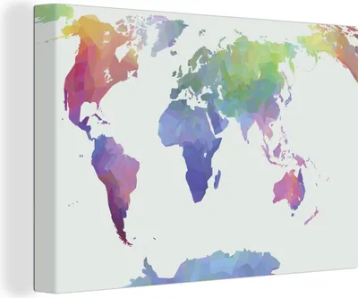 Obrázok produktu pre OneMillionCanvasses® - Obrazy na plátne - 140x90 cm, Mapa sveta - Farby - Moderné, Nástenné umenie Tlač Dekorácie na stenu
