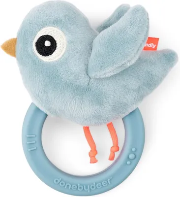 Produktbild von Rassel mit Beißring Birdee Blau