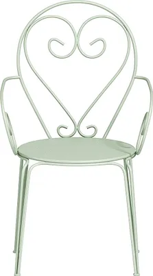 Produktbild von Set mit 4 GUERMANTES-Gartenstühlen aus Schmiedeeisen – Farbe: Mandelgrün