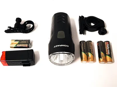 Produktbild von Fahrrad Lampe Licht LED Batterie Beleuchtungs Set 15 Lux inklusive Batterien NEU