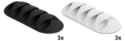 Productafbeelding van Delock kabelklemset met 5 bevestigingspunten, zelfklevend, set van 6 stuks, zwart/wit