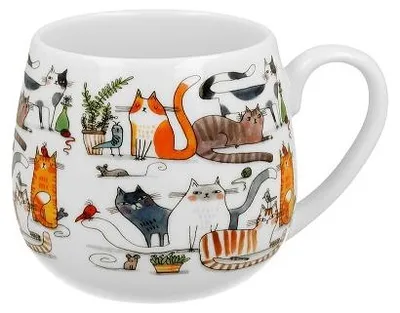 Produktbild von Becher, Kaffeetasse, Katzen Tasse, in einer Box, als Geschenk - Faule Katzen 430 ml