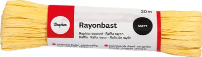 Produktbild von Rayher Bastband aus mattem Raffiabast, gelb, 20 Meter, 100% Viskose