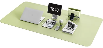 Immagine prodotto di Tappetino per scrivania, sottotavola, con superficie in pelle e base in ecopelle, colore verde matcha, dimensioni 120x60 cm