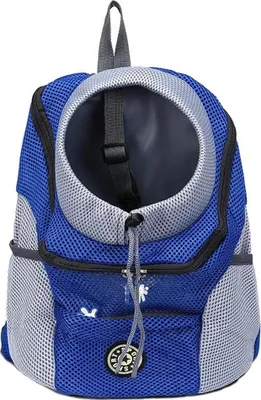 Produktbild von ASKSA Hundetragerucksack,Verstellbarer Haustier Rucksack fuer Kleine Hunde und Katzen,Gepolsterter Schultergurt,Haustier-Fronttasche mit Sicherheitshaken,Blau