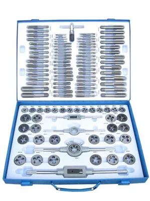 Produktbild von BSD Gewindeschneidsatz Metrisch - Gewindebohrer, Schneideisen, Windeisen, Schneideisenhalter - M2-M18-110 Teilig
