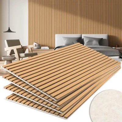 Produktbild von Vigevee Akustikpaneele Wandpaneele 120x60 cm Eiche, beiger Filz, MDF, UV, 4 Stück