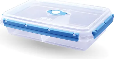 Produktbild von Vorratsdose mit Trenner für Lebensmittel (2000 ml) - Blau - Frischhaltedosen Brotdose, BPA-Frei luftdicht, Aufbewahrungsbox Meal Prep Box, Schale