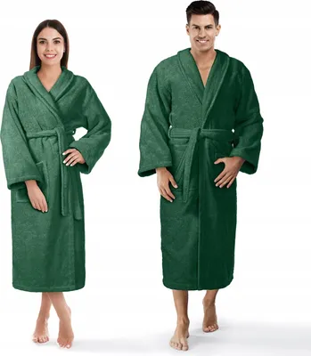 Produktbild von Premium Bademantel lang | für Damen und Herren | 100% Baumwolle aufgesetzte Taschen L/XL