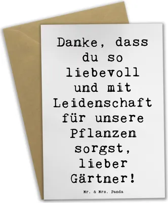 Produktbild von Mr. & Mrs. Panda Klappkarte Spruch Lieber Gärtner - Weiß - Geschenk, Aufmerksamkeit, Dankbarkeit, Bedanken, Wertschätzung, Glückwunschkarte, Dankeschön, babykarte