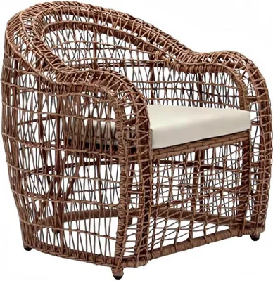 Zdjęcie produktu dla Nowoczesny brązowy fotel sofa siedzisko relaks rattan tapicerka