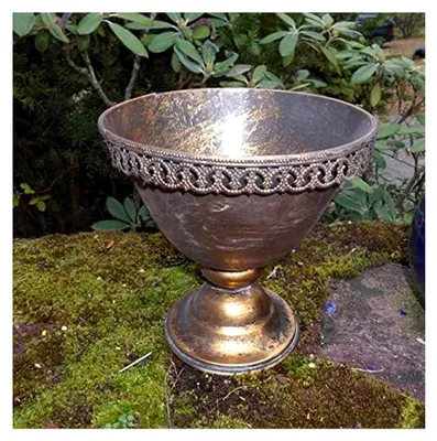 Produktbild von Übertopf Amphore Pflanztopf Vase Schale Eisen Gold-Antik