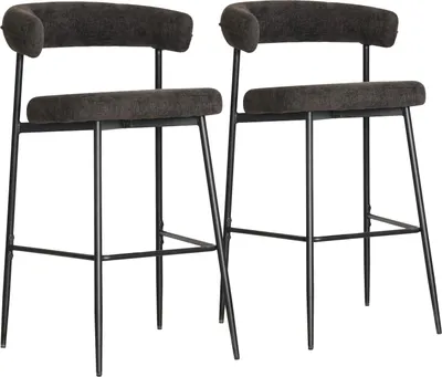 Image de Lot de 2 tabourets de bar en tissu gris THEA