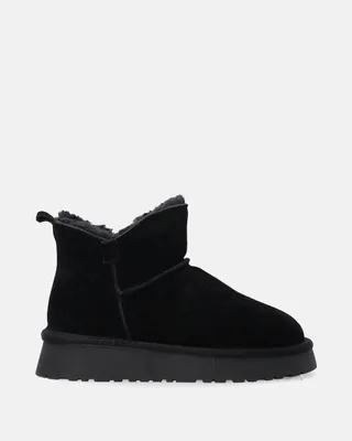 Produktbild von VENEZIA Damen Stiefeletten Ankle Boots Winterstiefel - Schwarze Damen-Schneestiefel mit Wildlederfutter aus Echtleder Velours Schwarz Größe 37