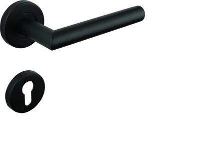 Produktbild von Türgriffe Schwarz auf Rosette mit Zylinderplatten - Pro Set