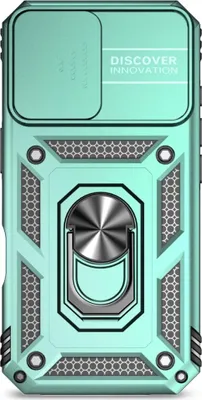 Produktbild von iPhone 16 Hülle - Coverup Ring Ständer Back Cover mit Kamera Schutz - Grün