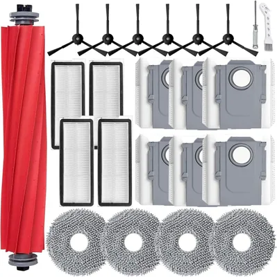 Produktbild von Zubehör für Roborock Qrevo S/Qrevo Pro/Qrevo MaxV/Qrevo Plus Saugroboter, Ersatzteile mit 1 Hauptbürsten, 4 HEPA Filter, 4 Wischpads, 6 Staubbeutel, 6 Seitenbürsten
