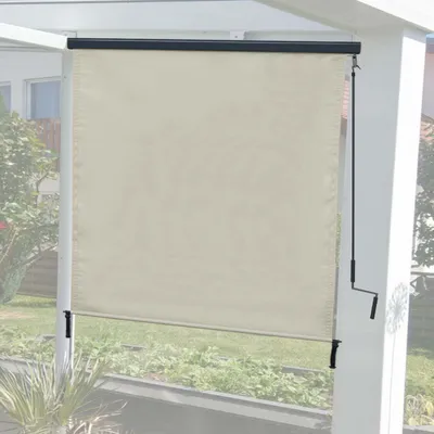 Immagine prodotto di Tenda da sole verticale HWC-F42, tenda da sole verticale, schermo privacy per esterni, tessuto protezione UV 50 ~ 250x180cm, crema-beige