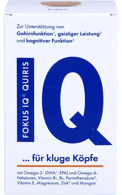 Produktbild von FOKUS IQ QUIRIS Kapseln zur Unterstützung von Gehirnfunktion, geistiger Leistung und kognitiver Funktion, 120 St. Kapseln