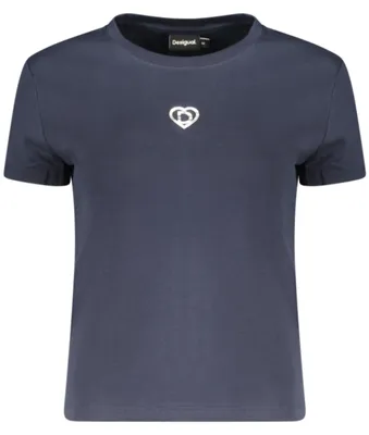 Produktbild von Stylisches Damen T-Shirt: Kurzarm, Blau, Applikation, Rundhals