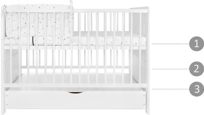 Produktbild von iGlobal 2-in-1 Baby Gitterbett Babybett Kinderbett mit Matratze höhenverstellbar umbaubar zum Juniorbett Unterbettschublade Weiß 120x60 cm