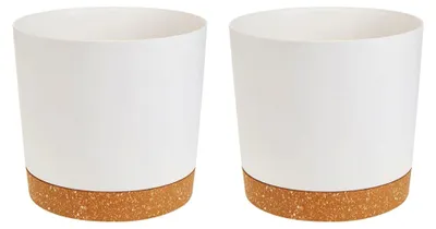 Produktbild von Blumentöpfe 2er Set 12 cm Durchmesser mit Untersetzer für Zimmerpflanzen