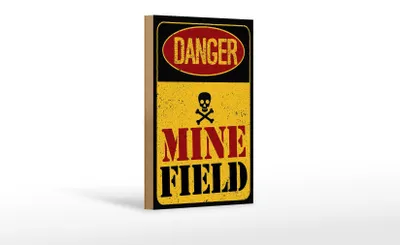 Produktbild von Holzschild Achtung Danger Mine Field Minenfeld 12x18 cm Dekoration