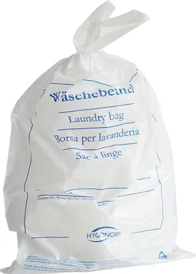 Zdjęcie produktu dla 10x Hygostar 55819 Wäschebeutel Classic blau bedruckt LDPE weiß 54 x 38 cm