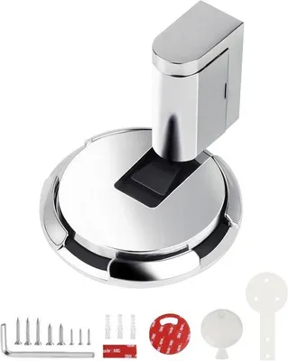 Produktbild von Mechanische Vloerdeurstopper - Zink - 61 mm - Verstelbaar - Selbstklebend - Schrauben - Wand- und Türschutz