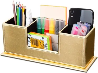 Produktbild von Famanu Büro-Organizer Kunstleder, Gold - 4 Fächer
